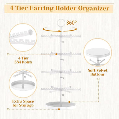 MODOWEY Rotating Earring Holder Organizer Tree Adjustable Display - Image 3