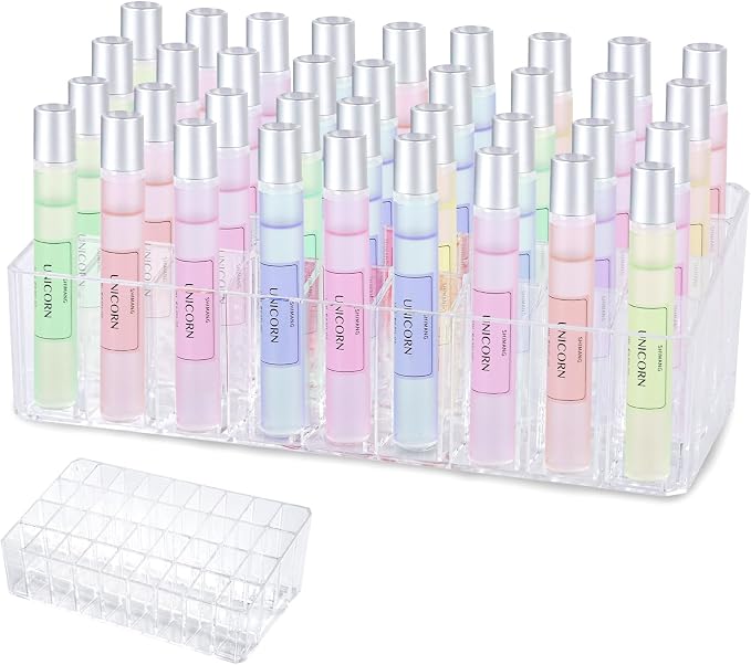 Rollerball Perfume Organizer, Beauty Scent Holder, 36 Space Clear Acrylic - Image 8