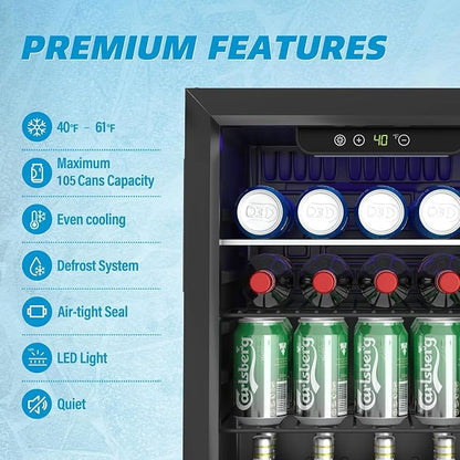 Compact Beverage Refrigerator, 95 Can/2.6 Cubic Feet Fridge - Image 7