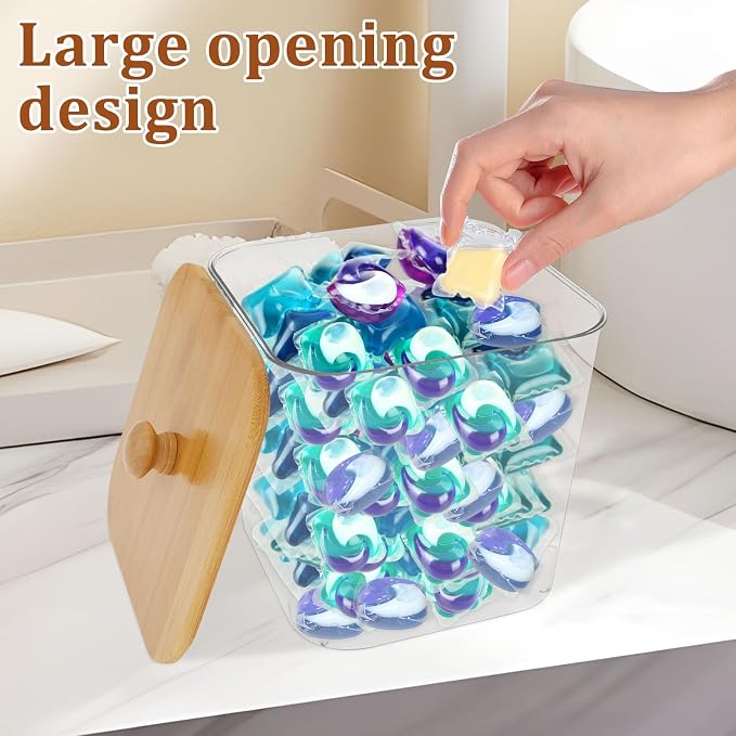 8 Pack Laundry Pods Container Set, Dryer Sheet Holder, Wide-Mouth Acrylic - Image 6
