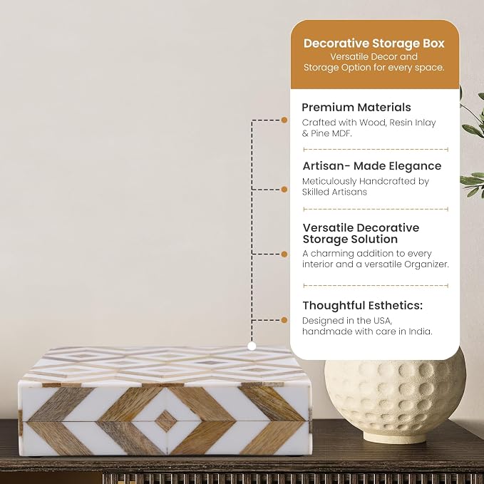 Handicrafts Home White Decorative Storage Box - Image 7
