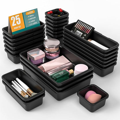 25 PCS Drawer Organizer Set, 4 Size Makeup Drawer Divider Organizer by StoreHappily