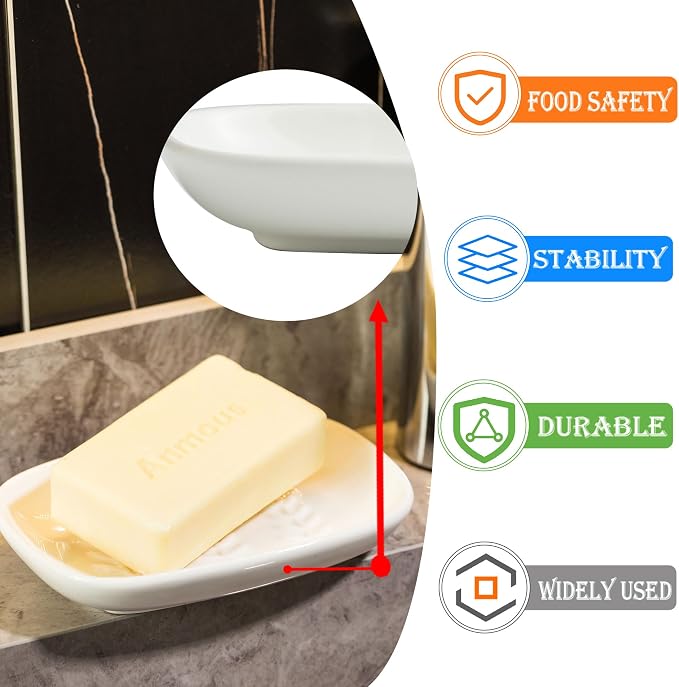 Soap Dish Soap Holder Shower, Ceramic Soap Dishes - Image 3
