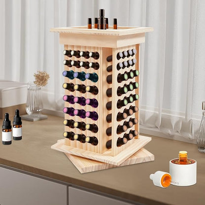 Wooden Essential Oil Bottle Display Rack Rotating Essential Oil Storage - Image 2