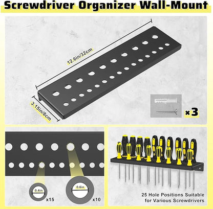 Wall Mount Screwdriver Organizer, Pliers Holder, Hammer Rack, Metal Storage - Image 3