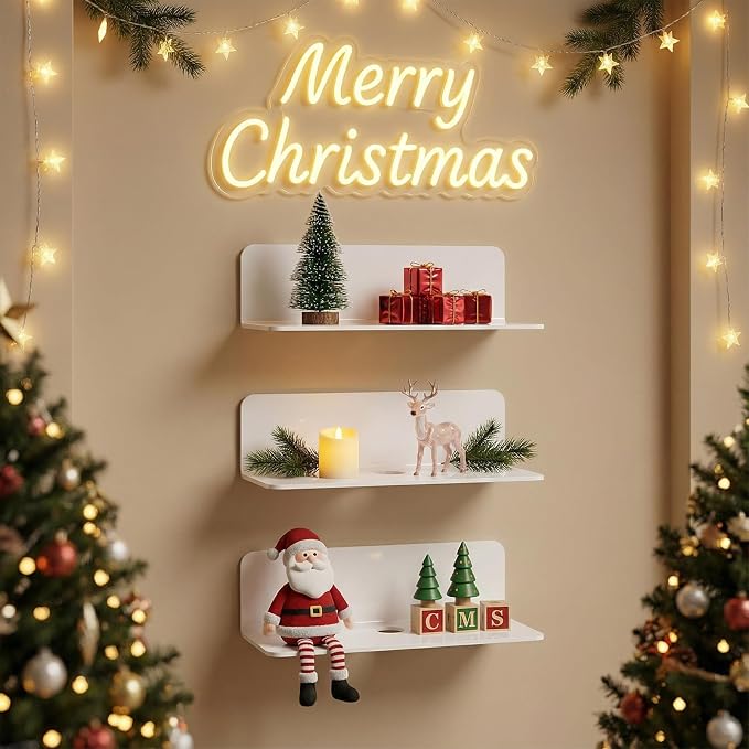 OAPRIRE White Floating Shelves Wall Mounted Set of 2 - Image 3