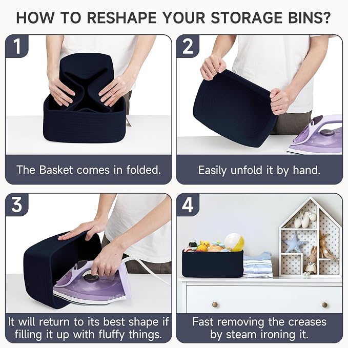 3-Pcs Shelf Baskets for Organizing, Closet Organizer Bins, Small Woven Baskets - Image 7