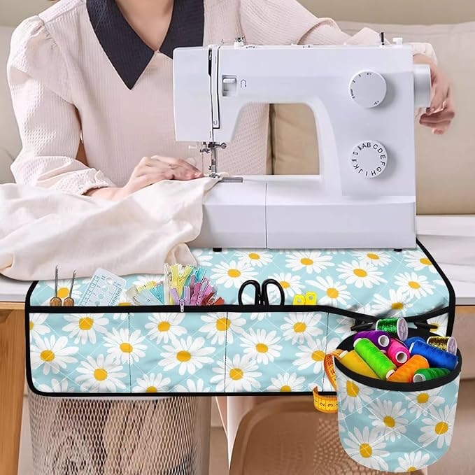 Daisy Print Sewing Machine Mat Non Slip Stitching Device Carrying Pad - Image 3