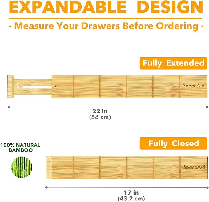 SpaceAid Bamboo Drawer Dividers - Image 5