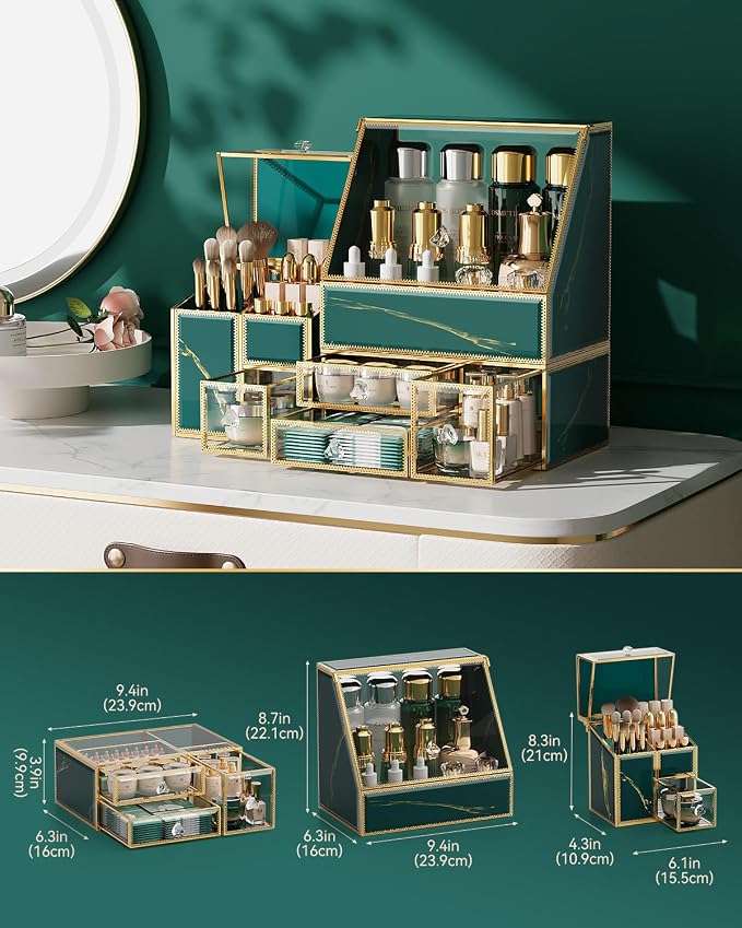 Makeup Organizer Green– Large Vanity Organizer - Image 6