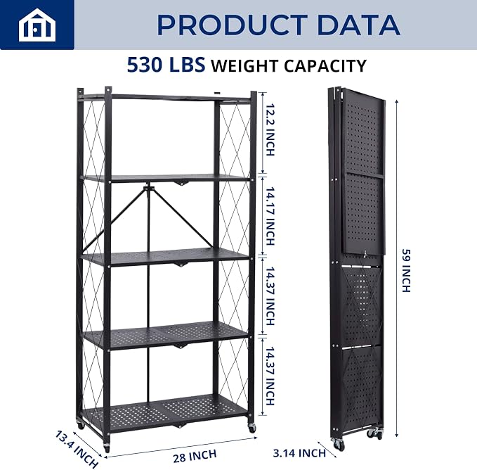 5 Tier Foldable Storage Shelf - Image 2