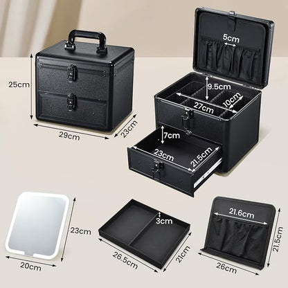 Makeup Case with Drawer, Detachable Lighted LED Mirror, Makeup Organizer Box - Image 7