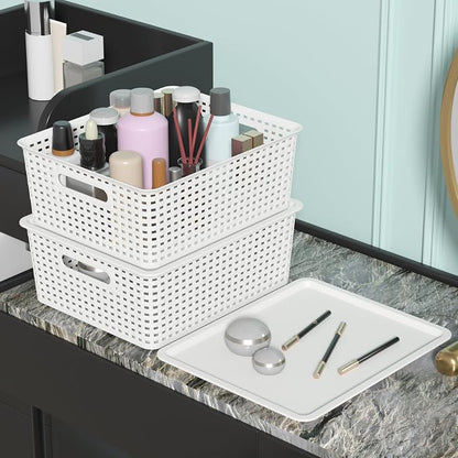Hespama 6-Pack Plastic Weave Storage Basket - Image 2