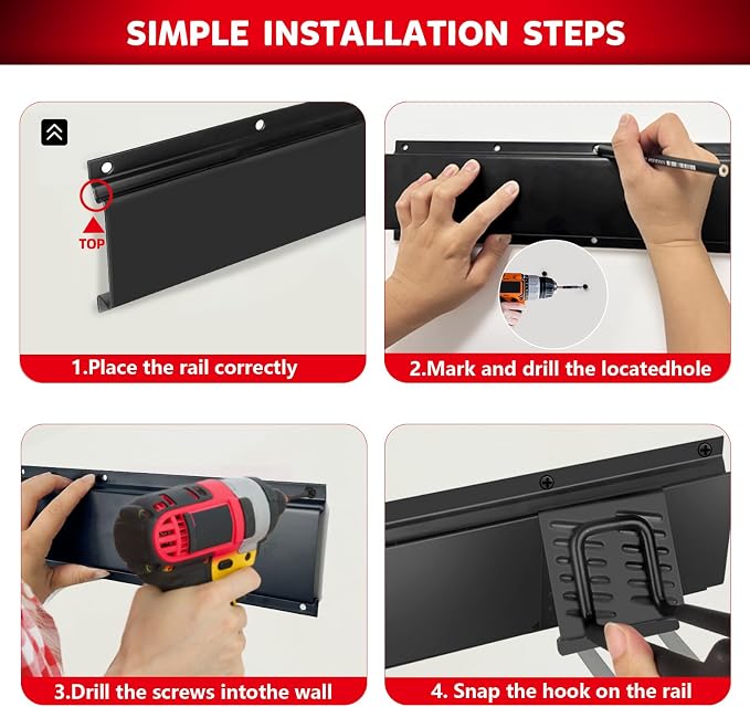 64 Inches Garage Tool Organizer Wall Mount, Tool Storage Rack Wall Mount - Image 9