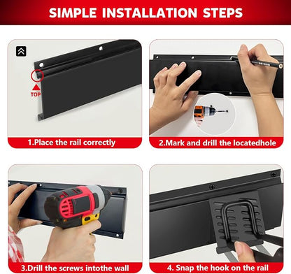 64 Inches Garage Tool Organizer Wall Mount, Tool Storage Rack Wall Mount - Image 9
