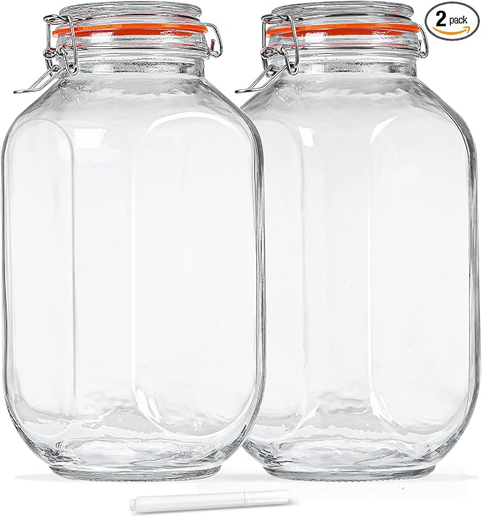 1 Gallon Square Glass Storage Jars by Huichuiero