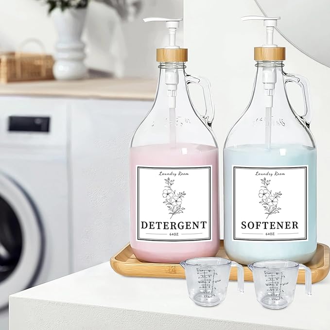 2 Pcs Glass Laundry Detergent Dispenser Bottle, Liquid Laundry Soap Dispenser - Image 8