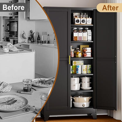 75" Black Tall Metal Storage Cabinet - Image 7