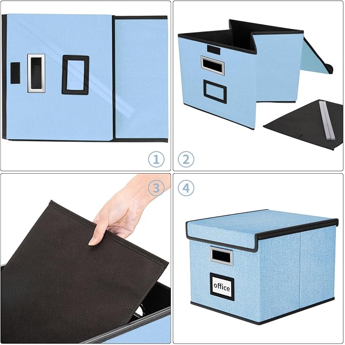 File Organizer Box with Lids, Collapsible File Folder Organizer | File Box with - Image 5