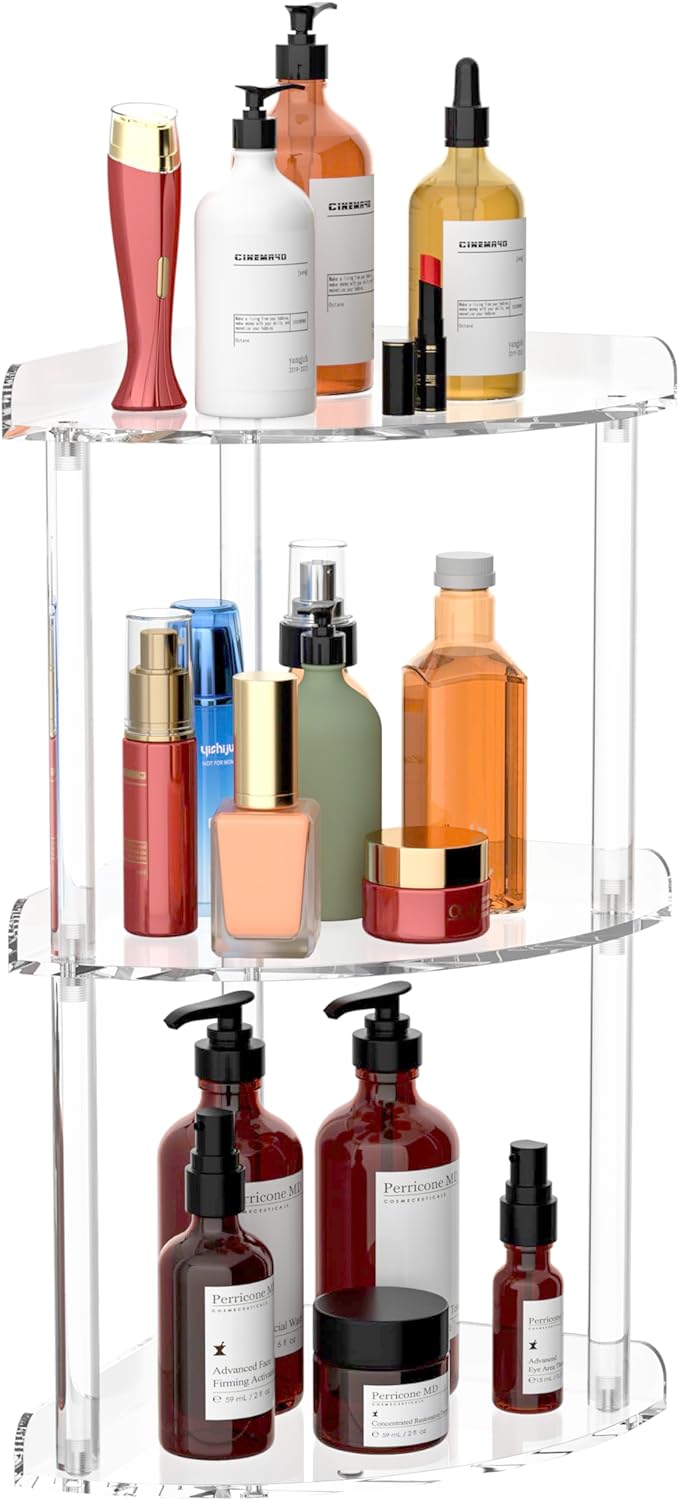 3 Tier Countertop Corner Organizer Shelf 7x7x15.7 Inch, Countertop Acrylic by Sezanrpt