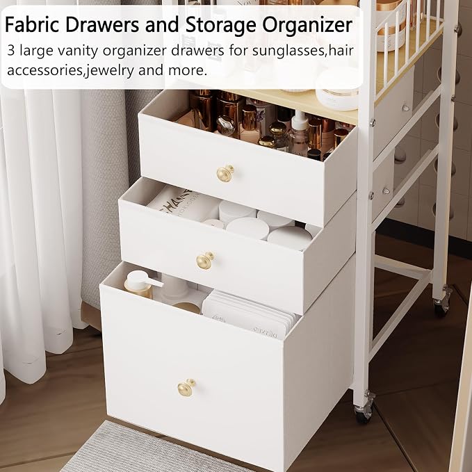 Makeup Organizer Cart with Drawers, Make up Organizers - Image 5