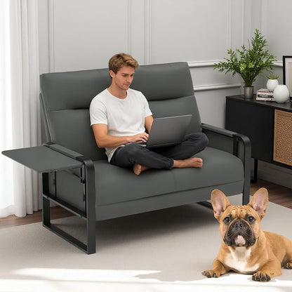Faux Leather Loveseat, Upholstered Loveseat - Image 3