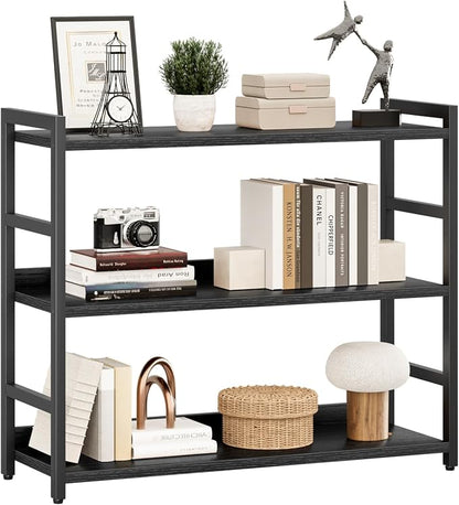 NUMENN Wide Bookshelf, 3 Tier Freestanding Shelving Unit, Falling Prevention by NUMENN