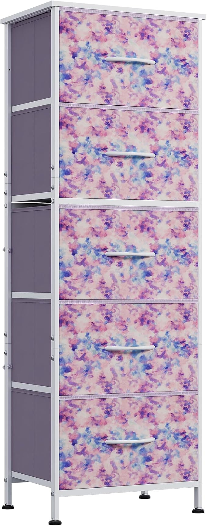 WLIVE Tall Dresser for Bedroom, 5 Drawer Dresser, Tie-Dye | 5 vertical fabric by WLIVE