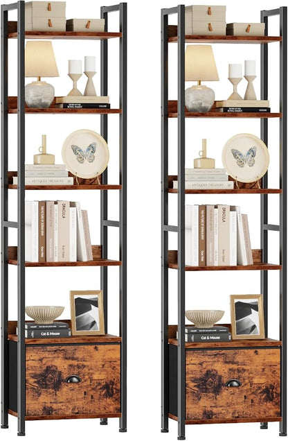 Furologee Book Shelf Set of 2, 6 Tier Tall Shelf - Image 8