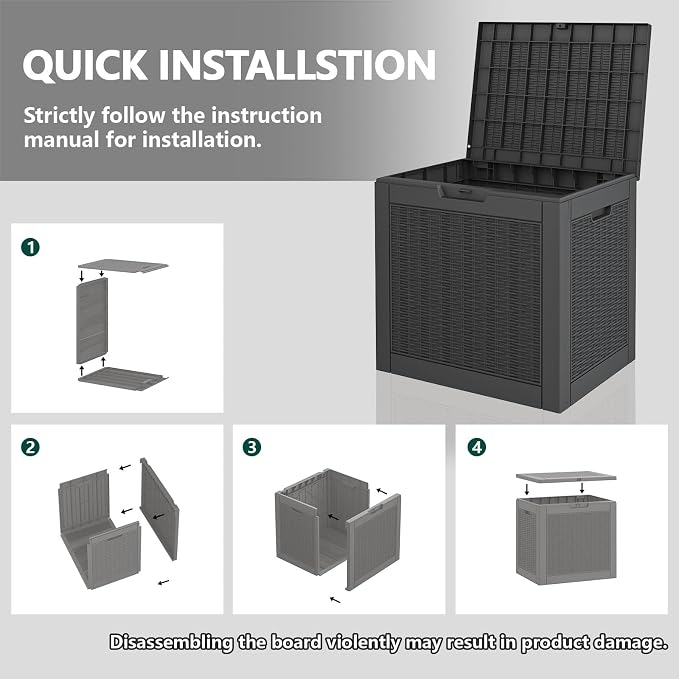 31 Gallon Deck Box, Resin Outdoor Storage Box, Waterproof and UV Resistant Deck - Image 7