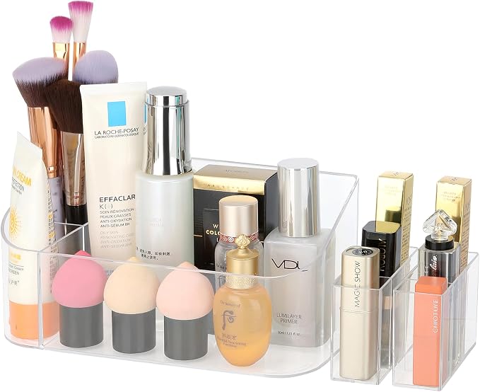 Clear Makeup Tray Holder Organizer Cosmetic Display Case, Small Makeup Organizer by LETURE