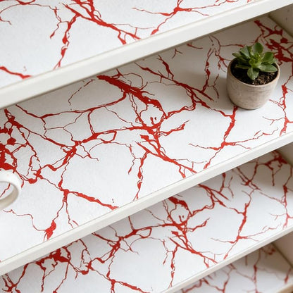 Red Marble Pattern Shelf Liner, Non-Adhesive Non-Slip Thickened Drawer Liner - Image 7