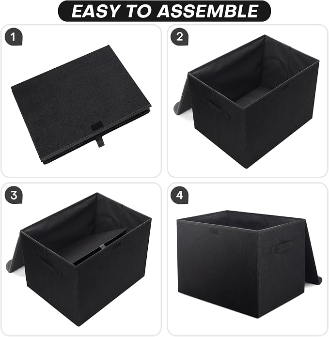 Large 22 Quart Linen Fabric Foldable Storage Bin Cube Organizer Basket - Image 5