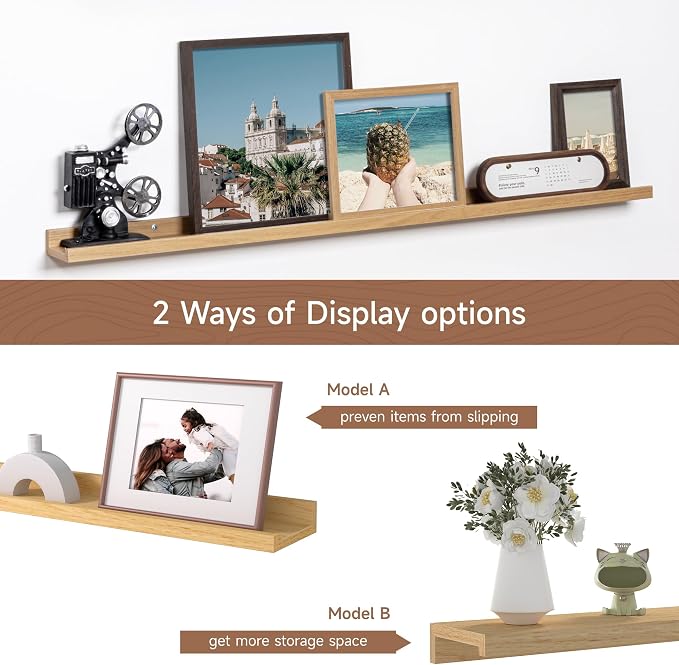 Fun Memories Picture Ledge Shelf, 48 Inch Floating Shelves Set of 2, Large - Image 6