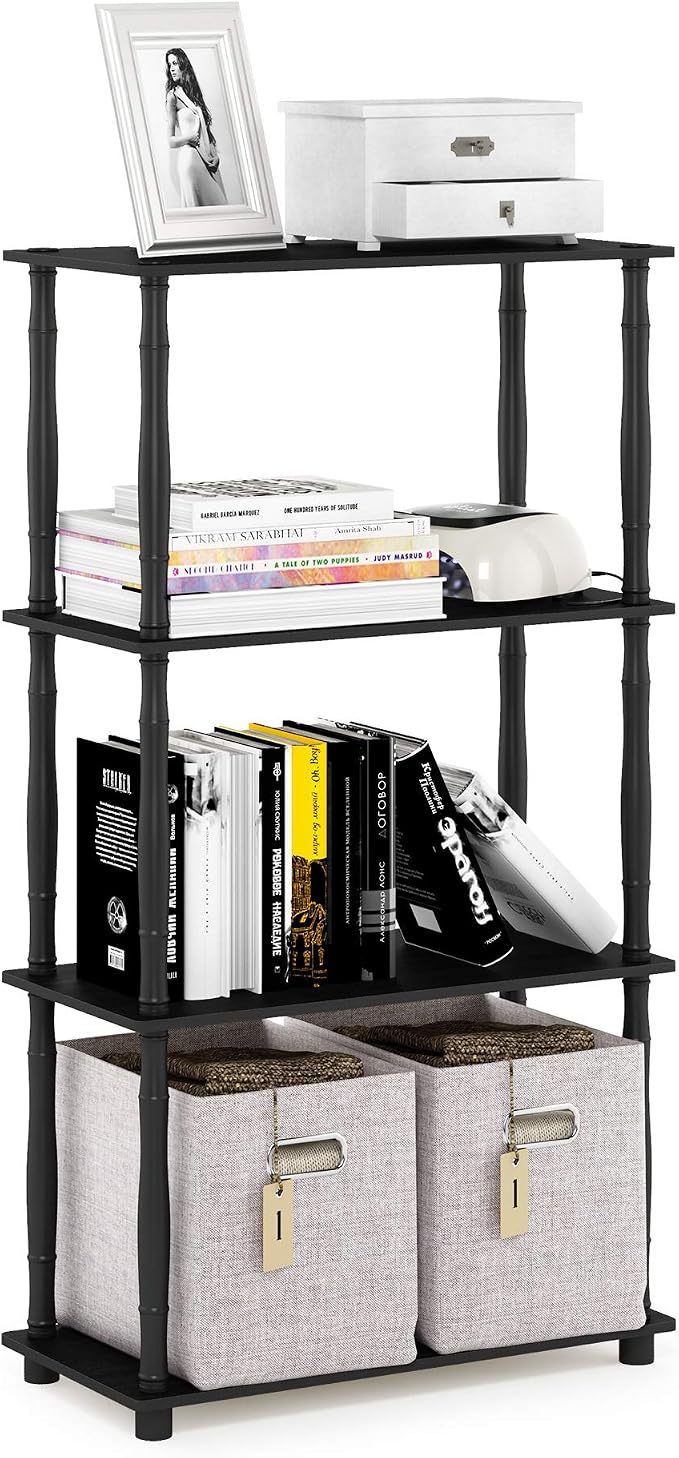 Furinno TURN-N-TUBE Storage Shelves, 4-Tier Book Shelf, Corner Shelf, Toolless by Furinno-FitsYourSpaceFitsYourBudget