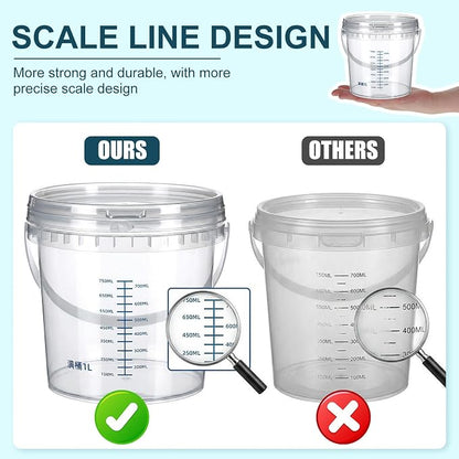Small Bucket with Lid, 0.3gal PP Clear Bucket with Graduated Pail Measuring - Image 4