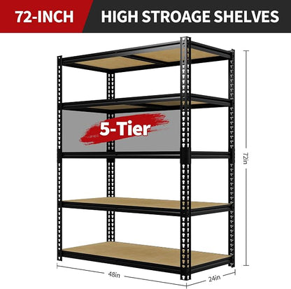 Heavy Duty Garage Storage Shelves, 3000 Lbs Capacity, 5-Tier Adjustable Storage - Image 3