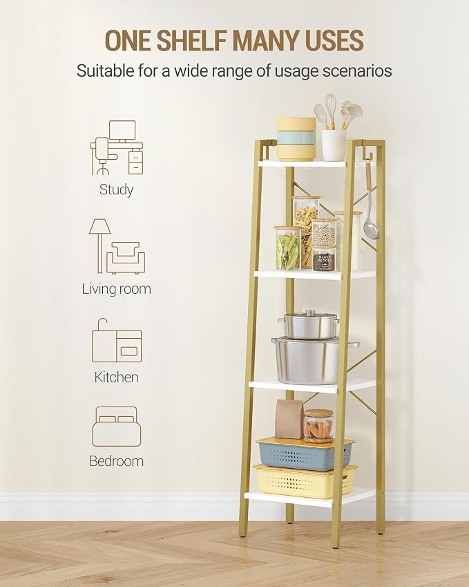 Hzuaneri Ladder Shelf, Freestanding Corner Storage Shelf | Bookcase - Image 6