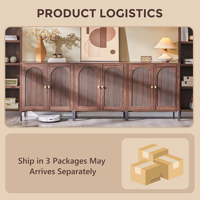 IFGET 92.63" W Modern Arched Sideboard Buffet Cabinet - Image 7