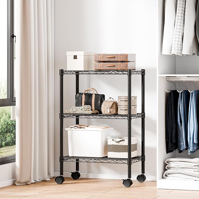 DUMOS 3-Tier Metal Storage Shelves, Adjustable Shelving Unit, Standing Closet - Image 4