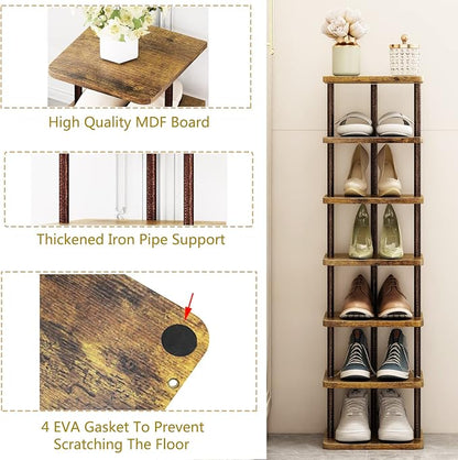 SORCEDAS Shoe Rack Vertical Shoe Shelf Narrow Tall Storage - Image 6