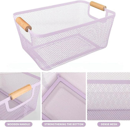 AJIODA Metal Mesh Steel Basket, Medium Wire Storage Organizer Basket - Image 3