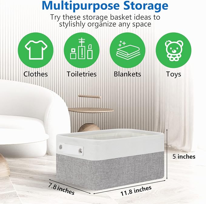 Bidtakay Small Storage Baskets for Organizing Fabric Storage Bins for Baby - Image 6