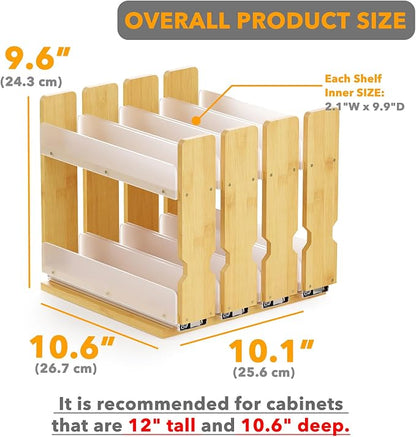 SpaceAid Bamboo Pull Out Spice Rack Organizer - Image 3