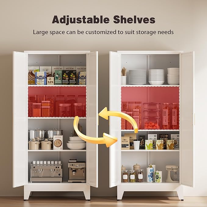 61" Tall Metal Pantry Cabinet, Kitchen Storage Cabinet - Image 4