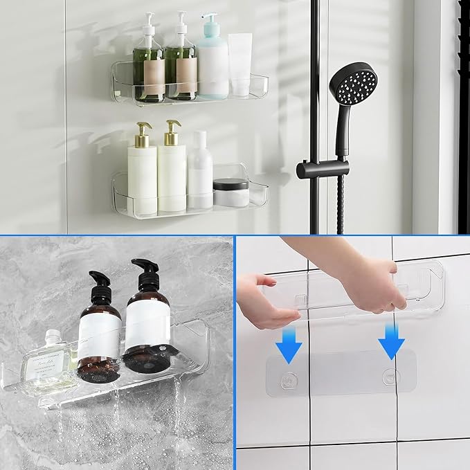 Diesisa Acrylic Wall Mount Organizer, Adhesive Shelves, Shower Caddies - Image 7