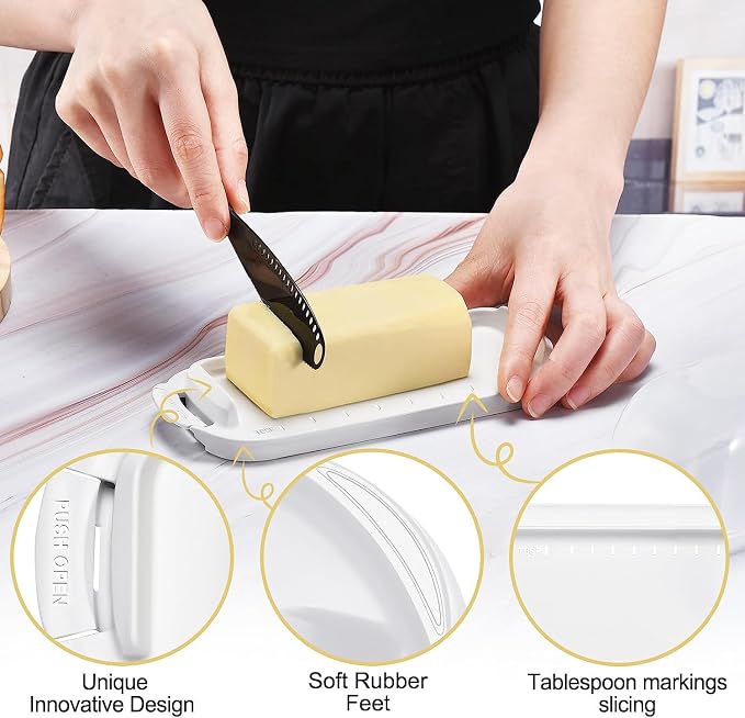 Butter Dish with Clear Lid, Butter Container Holds - Image 4