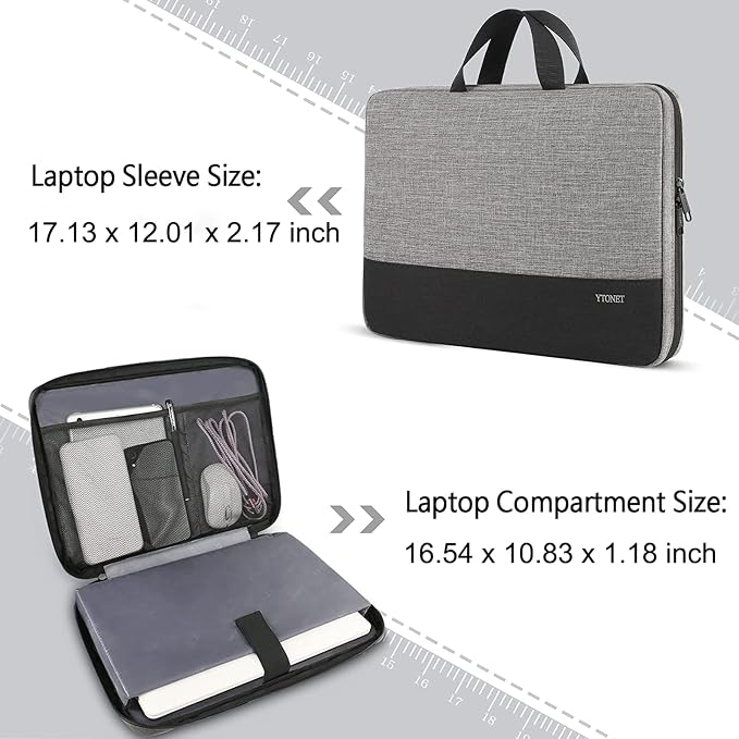 Ytonet Laptop Sleeve Case 17 17.3 Inch, Slim Water Resistant TSA Laptop Bag - Image 3