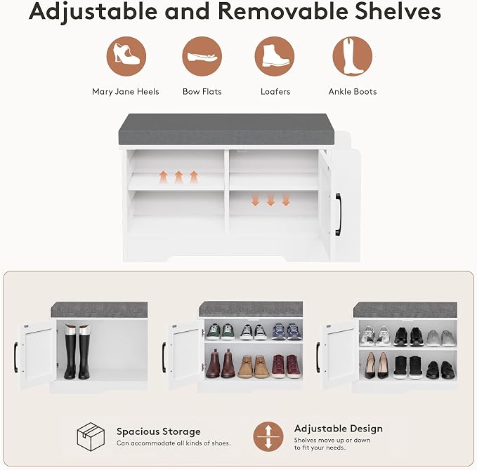 GRUSIGN 27.8" Shoe Storage Bench - Image 5