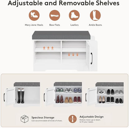 GRUSIGN 27.8" Shoe Storage Bench - Image 5
